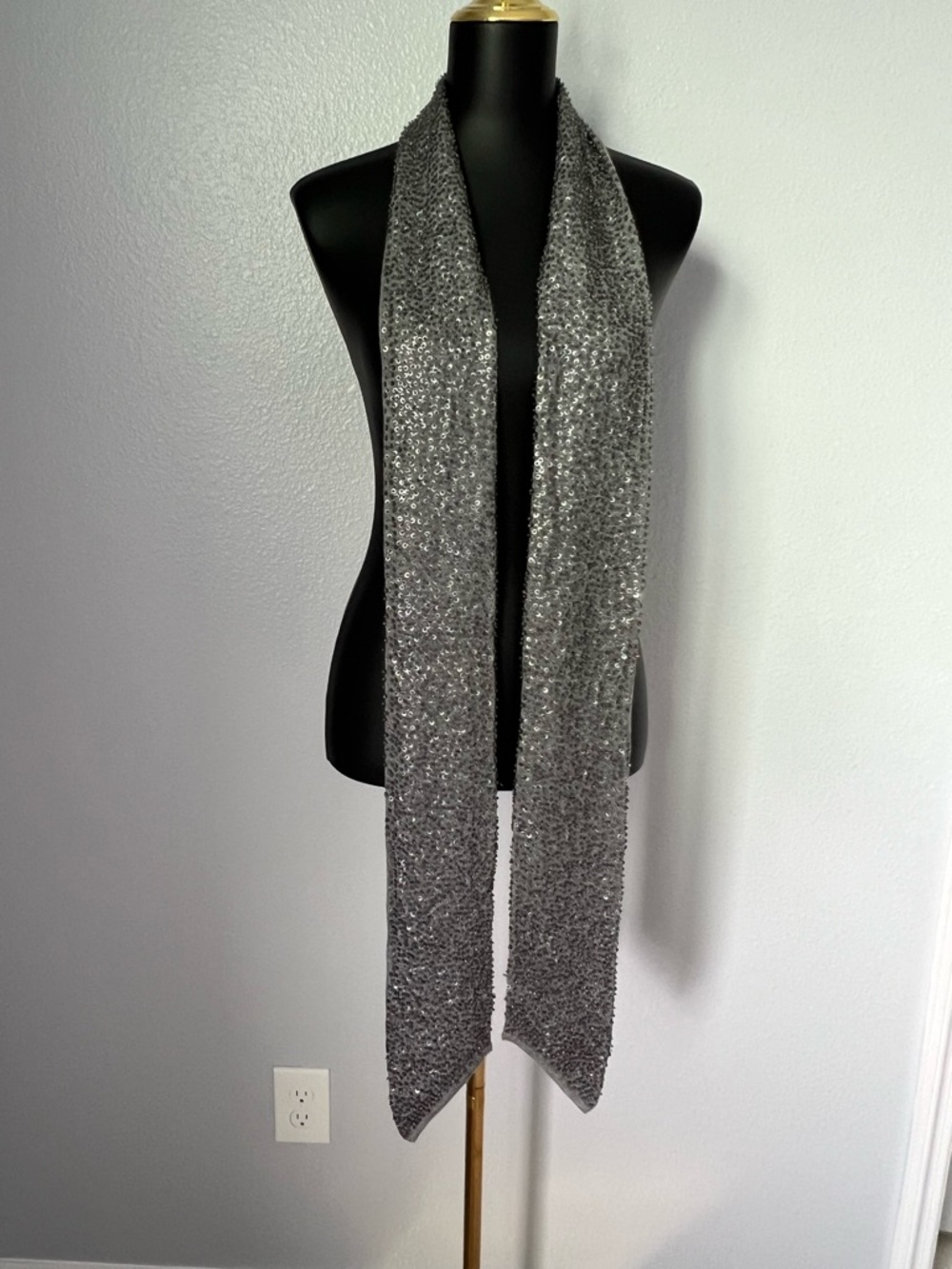 J. Crew Gray Sequin Wrap Scarf